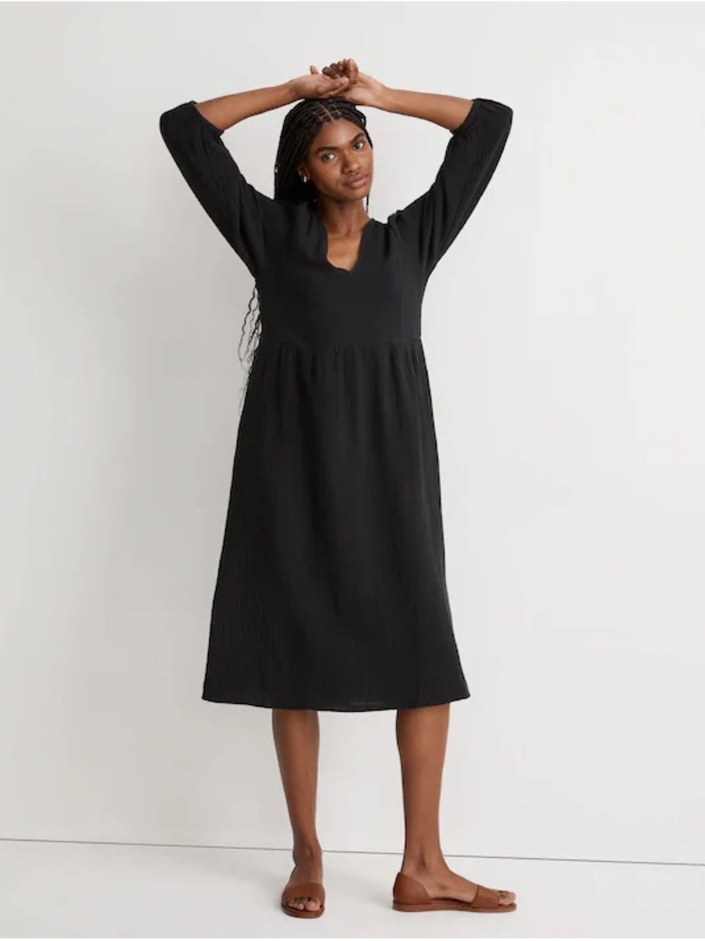 Madewell Lightspun V-Neck Midi Dress NWT
